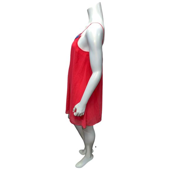 Jodi Kristopher Coral Beaded Mini Dress Boho Festival Size M Beaded V-Neck Swing - Picture 2 of 11